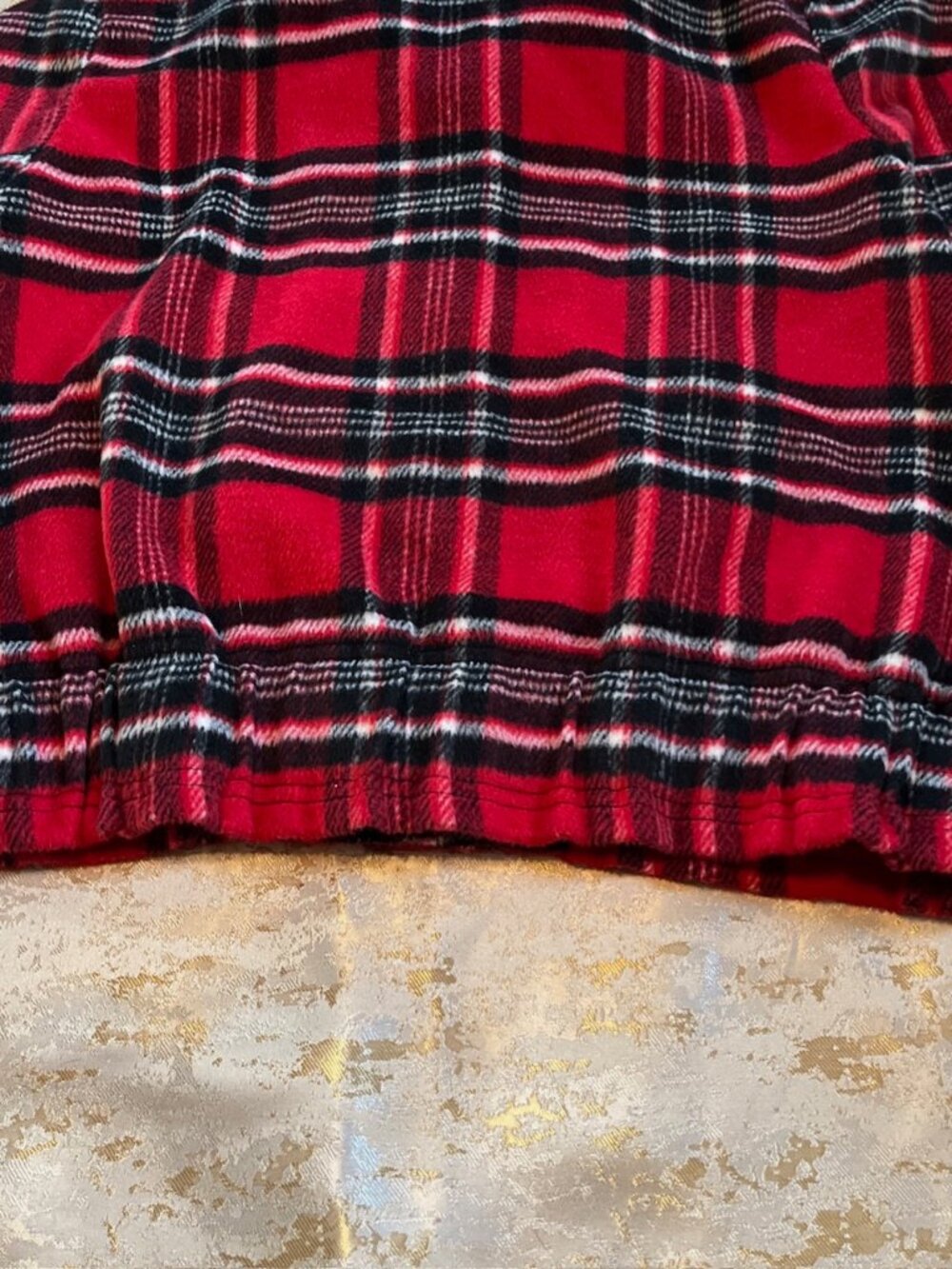 Christopher & Banks Fleece Jacket Womans Small Red Black Plaid Faux Fur Collar - Picture 9 of 15
